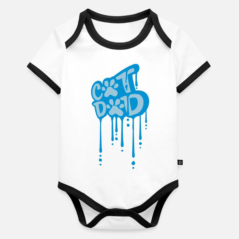 Chat Papa Graffiti Patte Body Bébé bio contrasté manches courtes