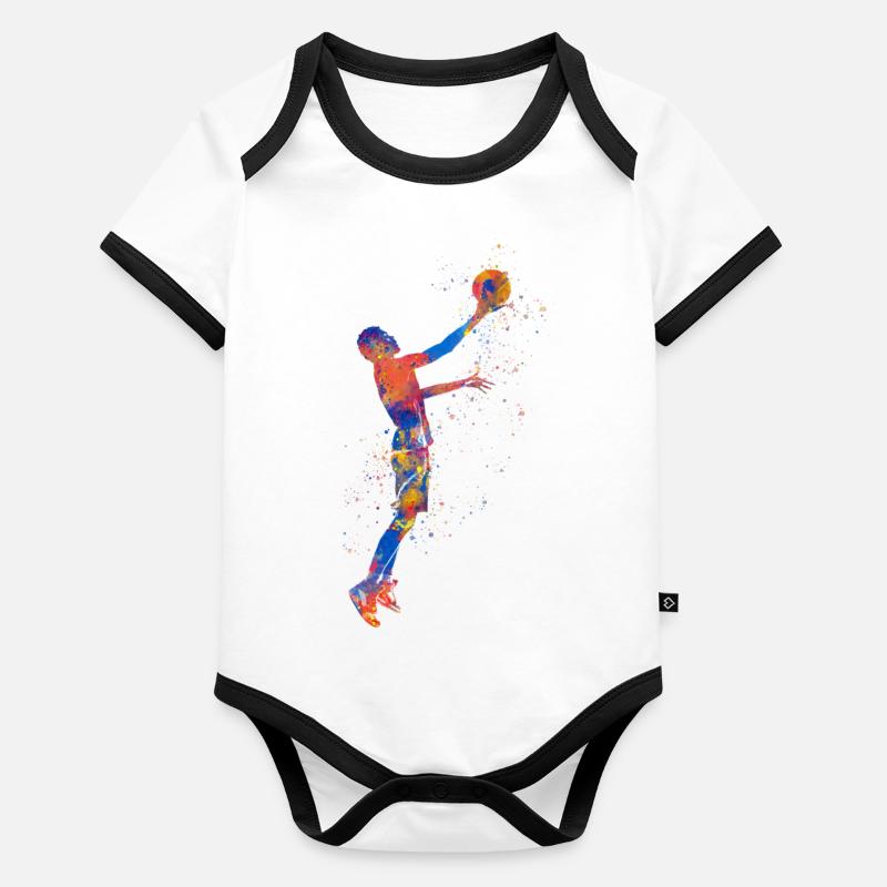 Basketball player Organic Baby Contrasting Bodysuit