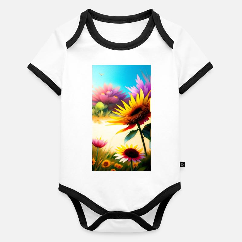 Floral 3 Organic Baby Contrasting Bodysuit