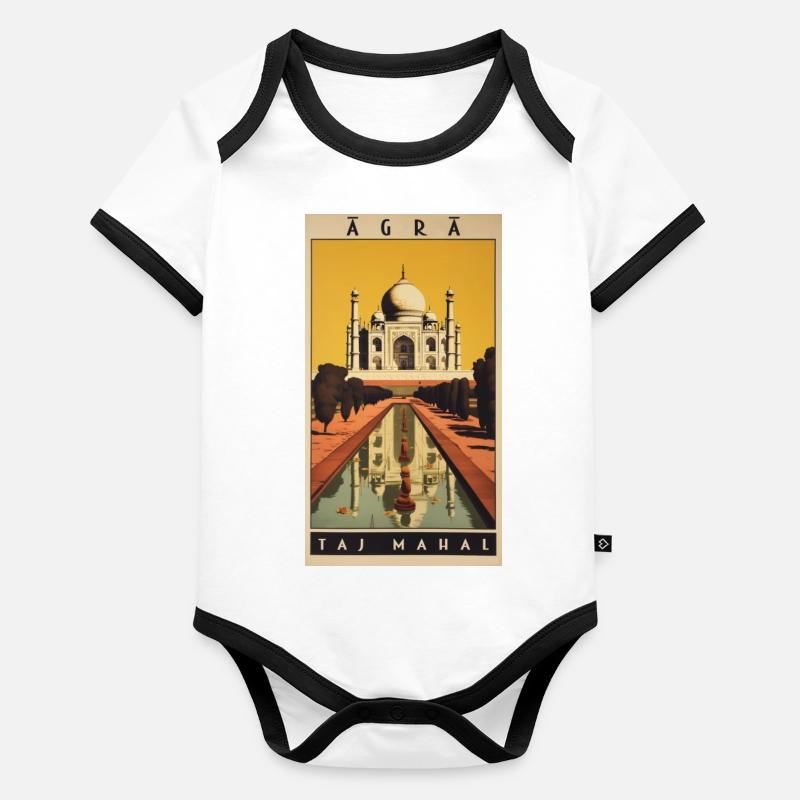 Affiche vintage classique du Taj Mahal d’Agra Body Bébé bio contrasté manches courtes