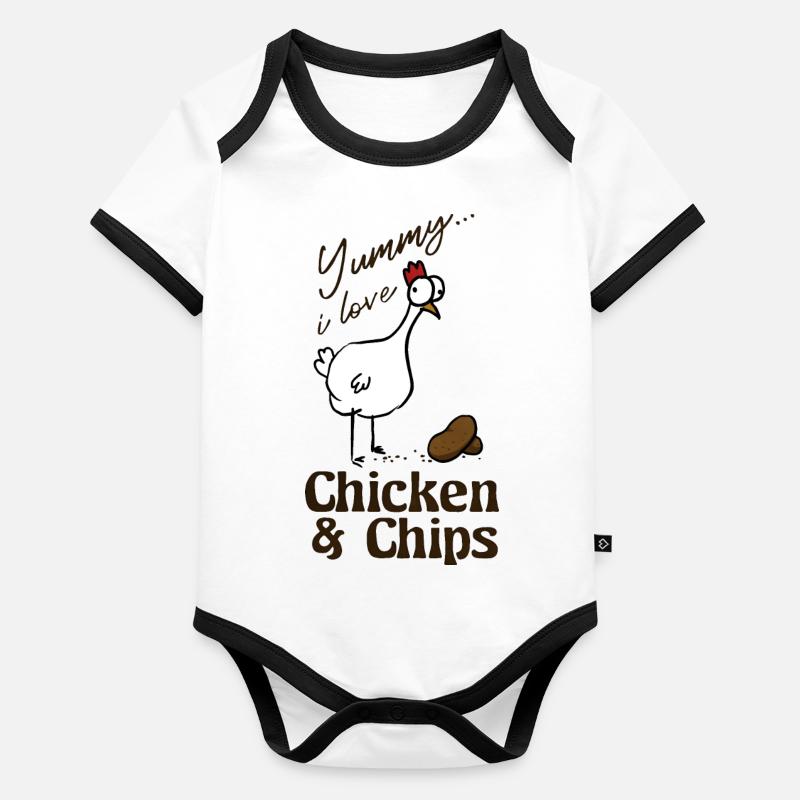 poulet et frites Body Bébé bio contrasté manches courtes