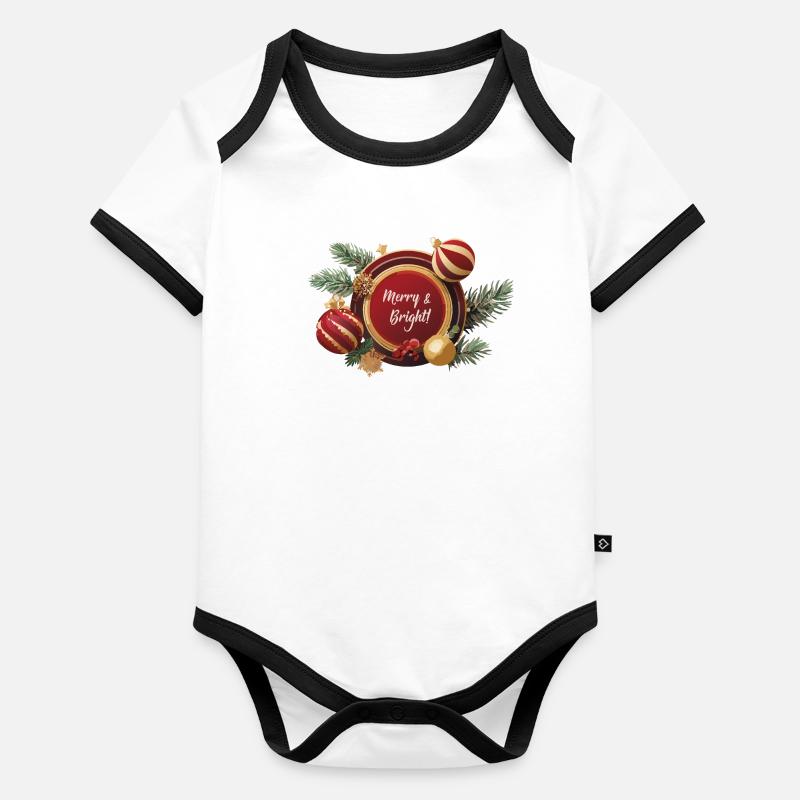 Merry & Bright | Weihnachten | Weihnachtskugeln Baby Bio-Kurzarm-Kontrastbody