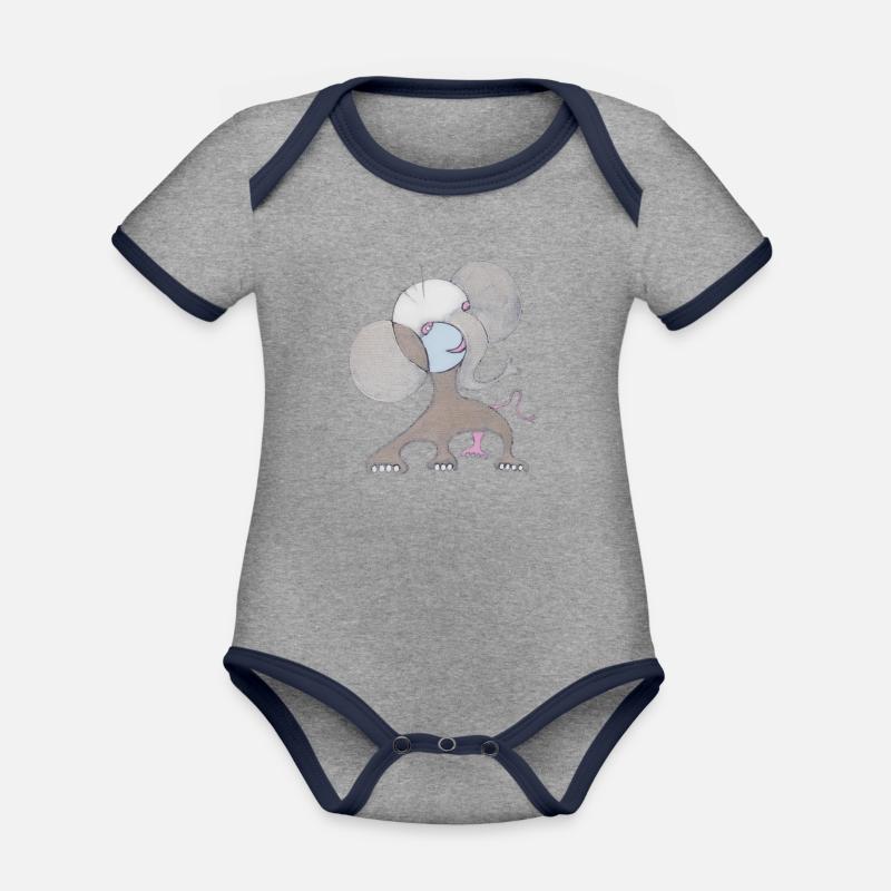 Little elephant - Organic Baby Contrasting Bodysuit - heather grey/navy