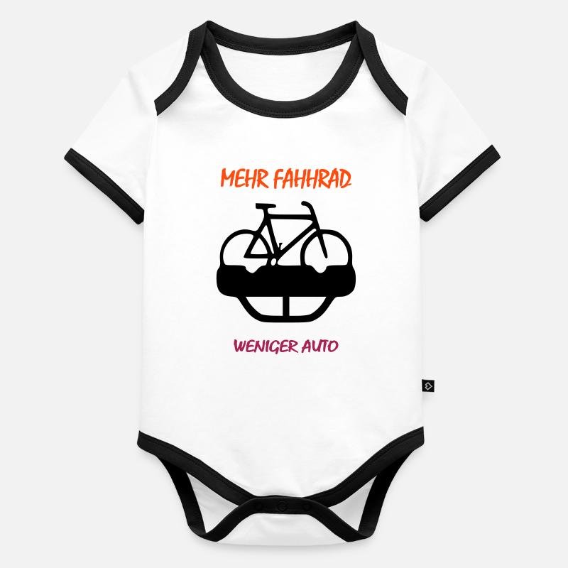 plus de vélo moins voiture Body Bébé bio contrasté manches courtes