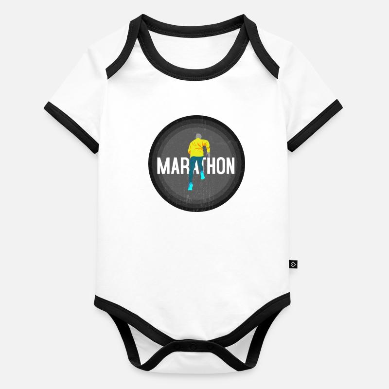 Marathon runner running marathon jogging gift Organic Baby Contrasting Bodysuit