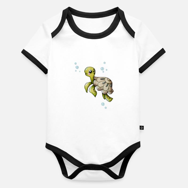 cute turtle Organic Baby Contrasting Bodysuit