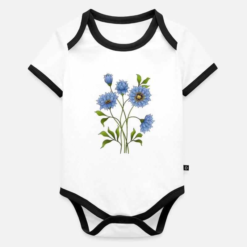 Blaue blumen Baby Bio-Kurzarm-Kontrastbody