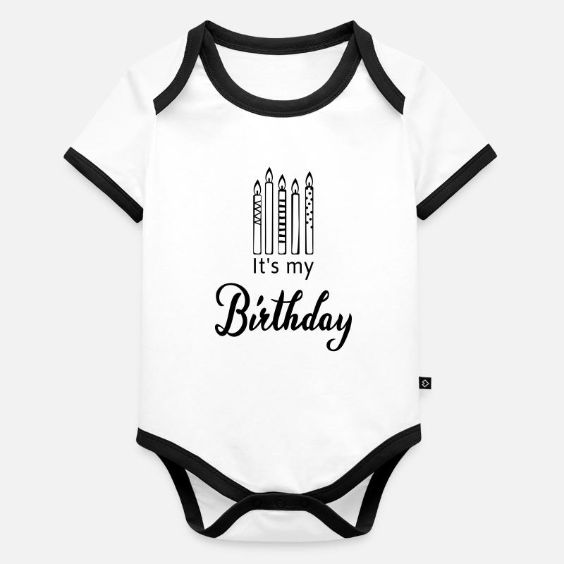 C'est mon anniversaire Body Bébé bio contrasté manches courtes