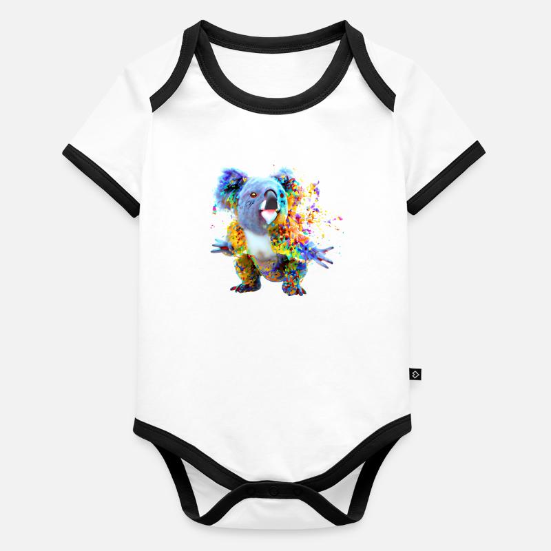 Koala dans l’explosion de couleurs Body Bébé bio contrasté manches courtes