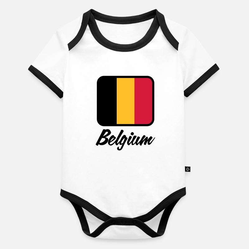 Drapeau national de Belgique Body Bébé bio contrasté manches courtes