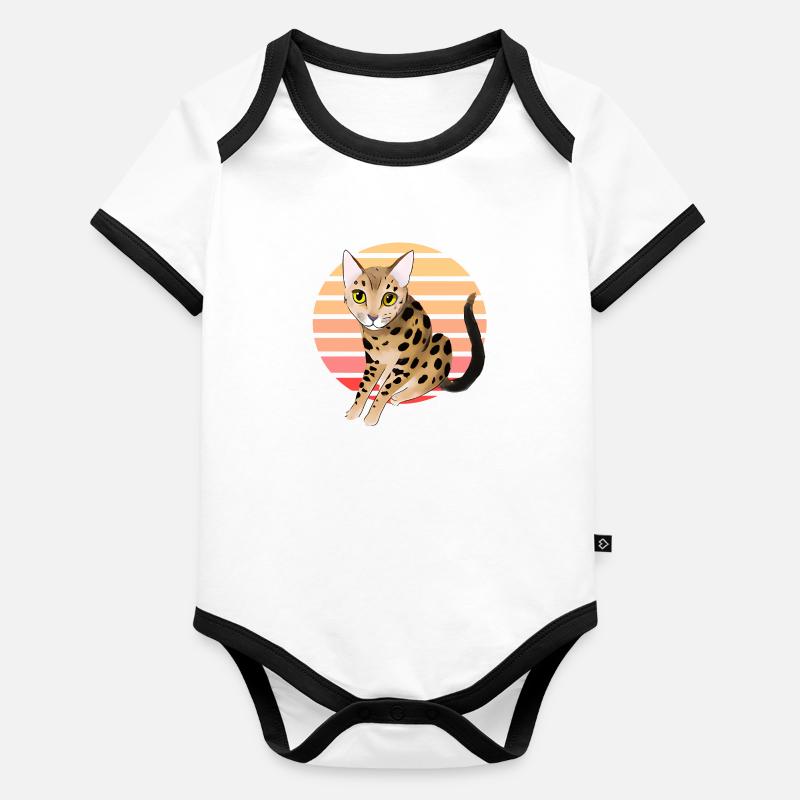 Chat léopard Body Bébé bio contrasté manches courtes