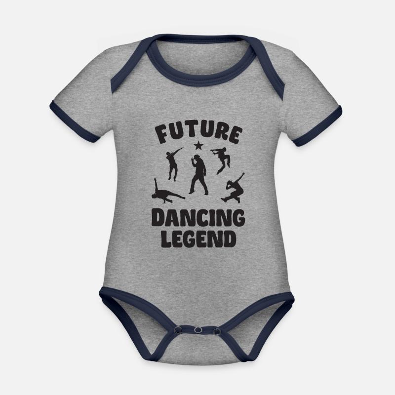 Future Dancing Legend - Baby Bio-Kurzarm-Kontrastbody - Grau meliert/Navy