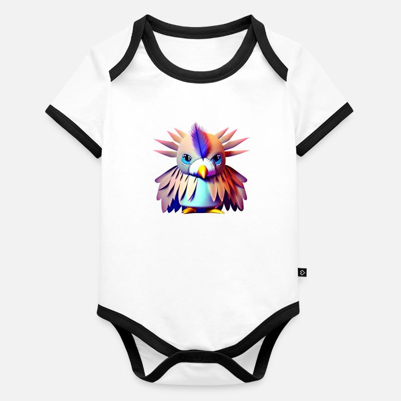 Oiseau polygonal Body Bébé bio contrasté manches courtes