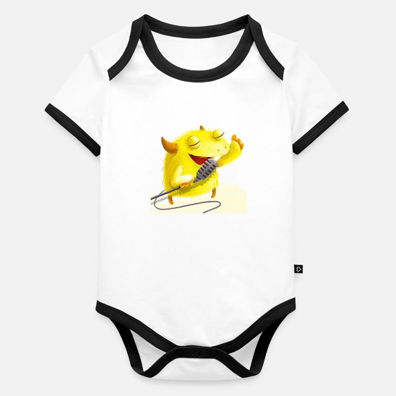 Cooles und lustige Singer Monster MathBatt Baby Bio-Kurzarm-Kontrastbody