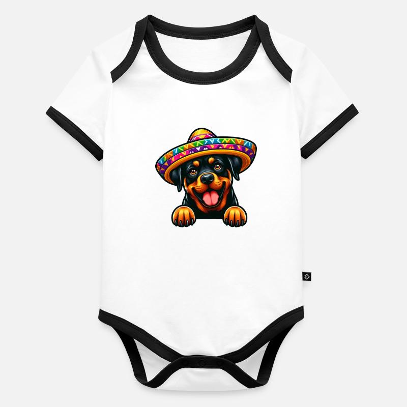 Célébration du Cinco de Mayo Rottweiler Mexique Body Bébé bio contrasté manches courtes
