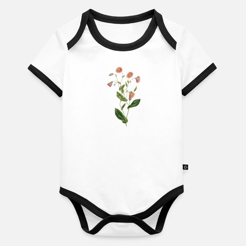 Anniversaire idée cadeau fleurs Body Bébé bio contrasté manches courtes