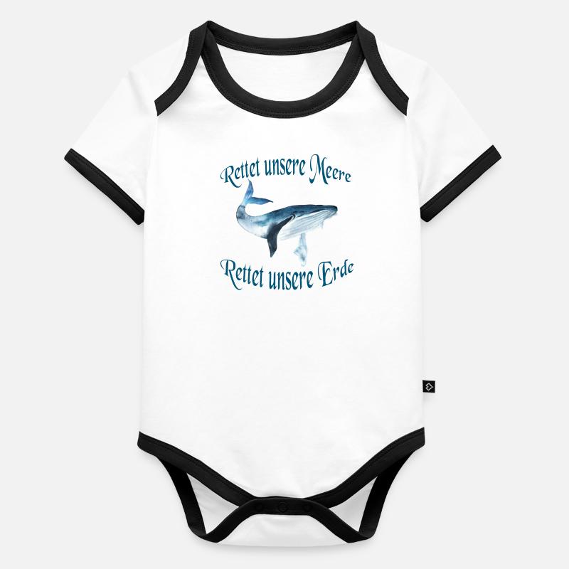 Save our seas whale t-shirt Organic Baby Contrasting Bodysuit
