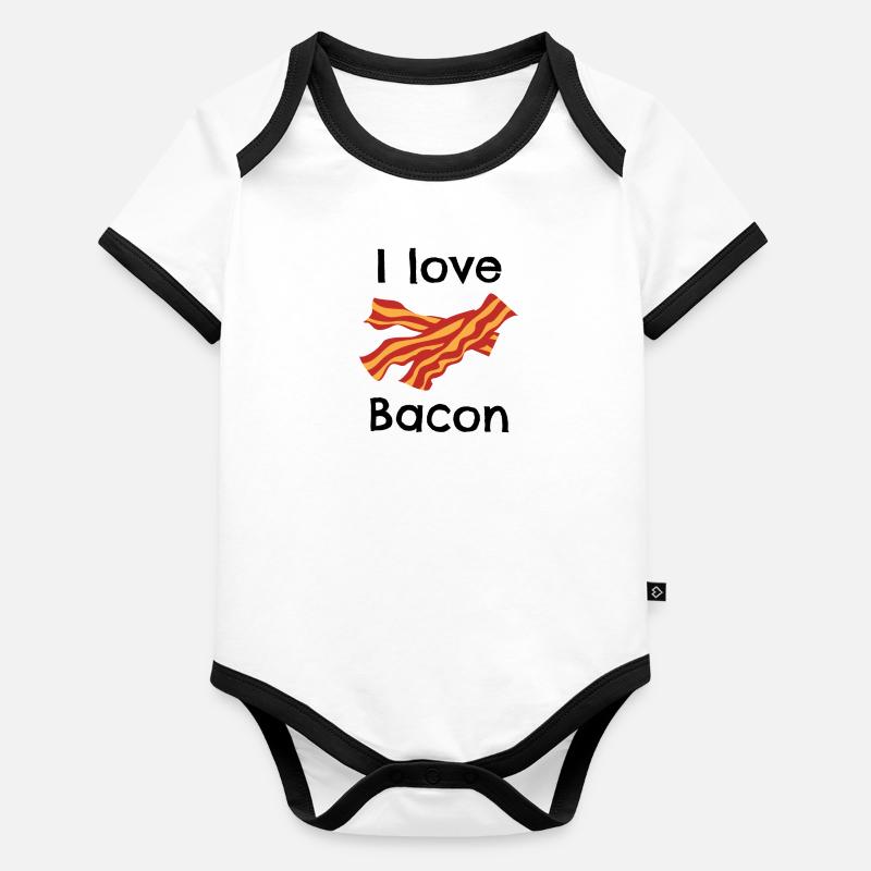I love Bacon dark Baby Bio-Kurzarm-Kontrastbody