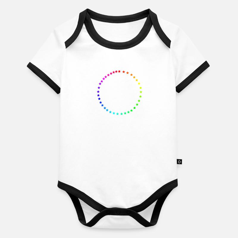 Idée cadeau design arc-en-ciel cercle coloré Body Bébé bio contrasté manches courtes