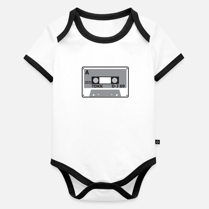 Cassette icône TDK en gris Body Bébé bio contrasté manches courtes
