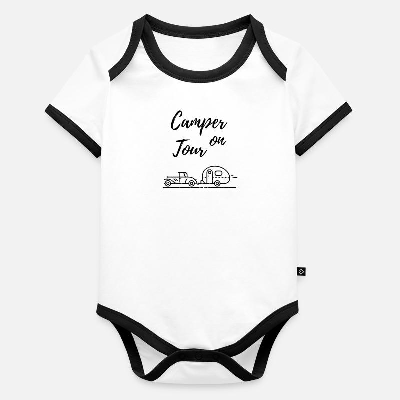 Camper sur l'équipe de caravane tournée Body Bébé bio contrasté manches courtes