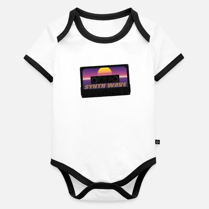 Synth Wave Kasette Body Bébé bio contrasté manches courtes