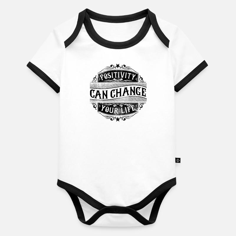 La pensée positive change la vie Body Bébé bio contrasté manches courtes