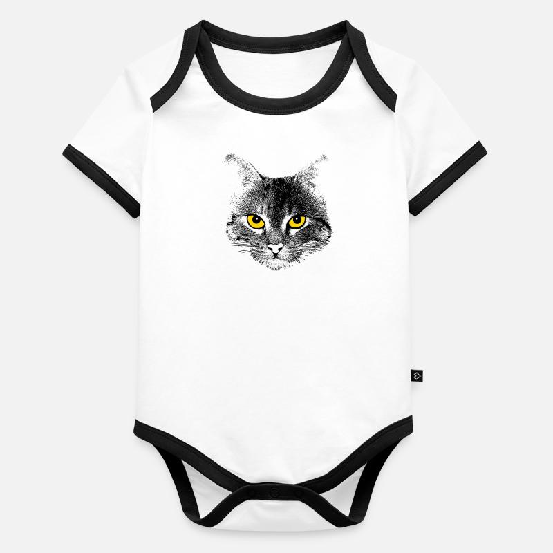 Tête de chat Body Bébé bio contrasté manches courtes