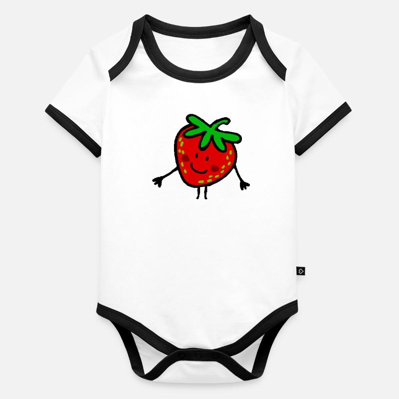 Fraise Body Bébé bio contrasté manches courtes