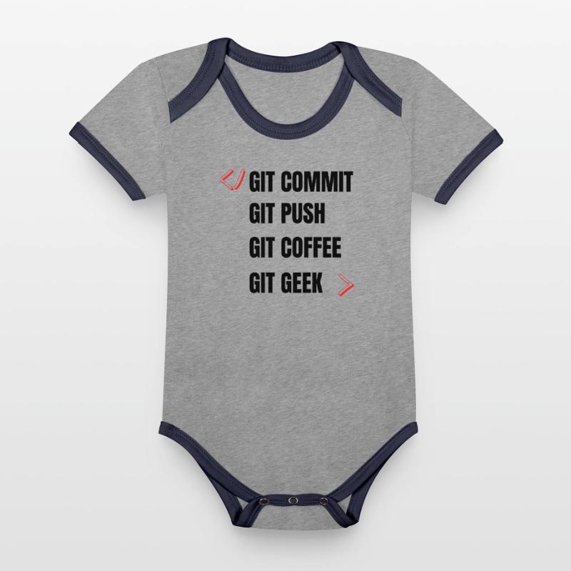 git commit git push git coffee git geek developpeu Organic Baby Contrasting Bodysuit