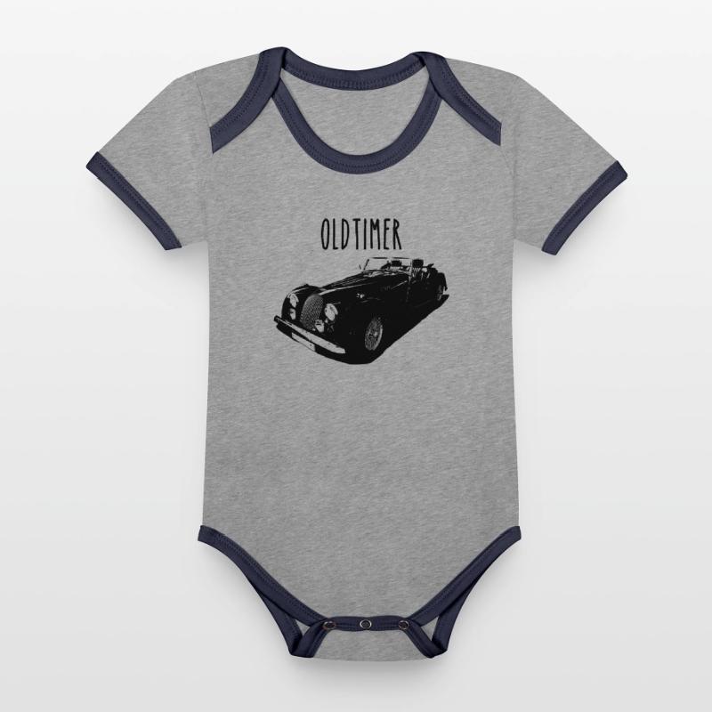 Britischer Oldtimer - Plus4 oder Plus8 Baby Bio-Kurzarm-Kontrastbody