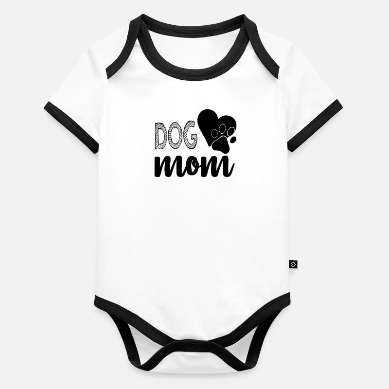 Maman chien Body Bébé bio contrasté manches courtes