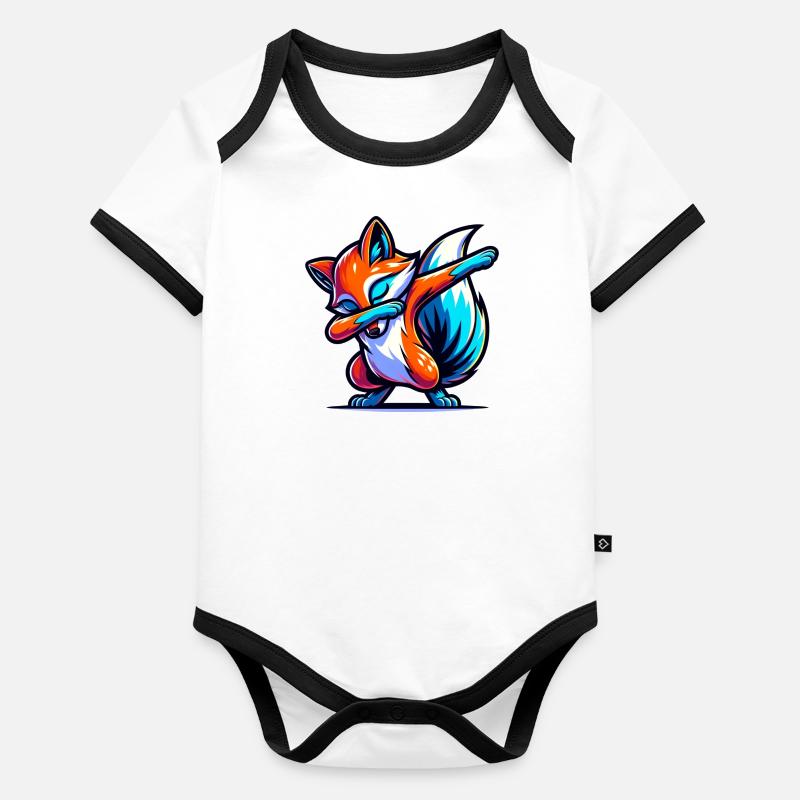 fox, animal, forest, red fox, wilderness Organic Baby Contrasting Bodysuit