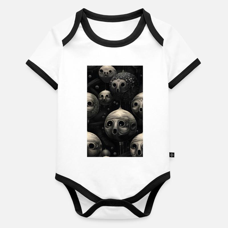 Grey sphere faces Organic Baby Contrasting Bodysuit