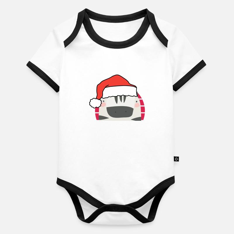 Zèbre de Noël Body Bébé bio contrasté manches courtes