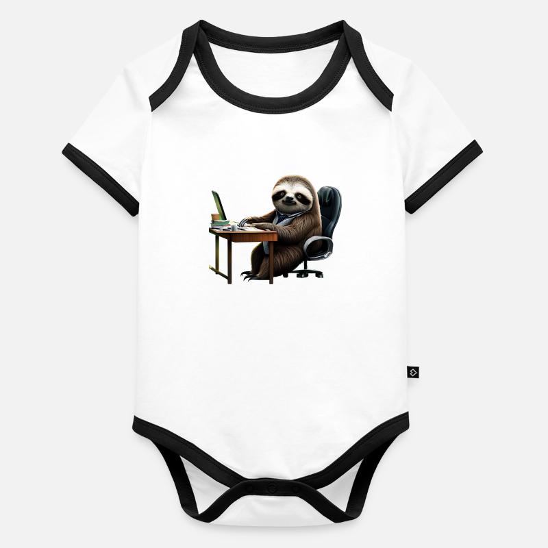 Paresseux de bureau Body Bébé bio contrasté manches courtes