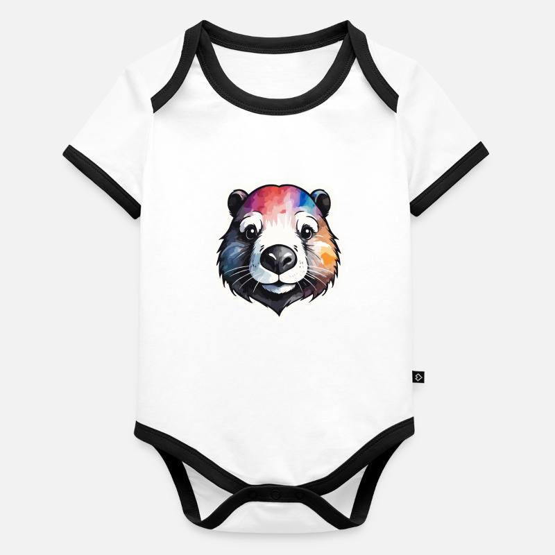 Castor Cool et Cool aquarelles colorées Body Bébé bio contrasté manches courtes