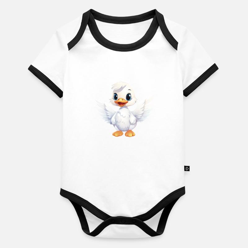 Canard Blanc Ange Ailes Mignon Bande Dessinée Body Bébé bio contrasté manches courtes