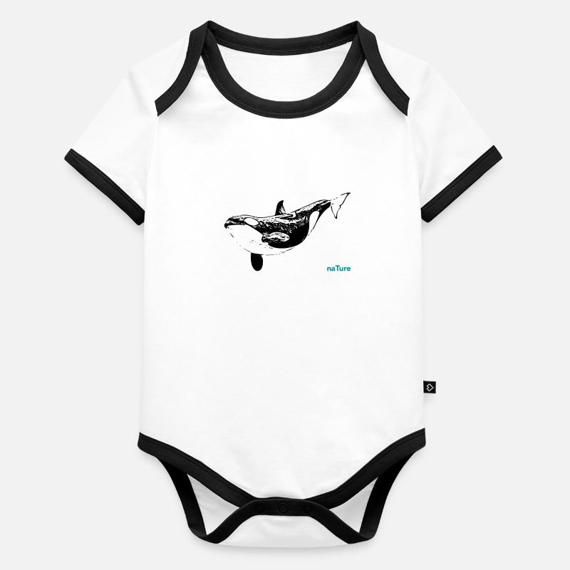 Épaulard Body Bébé bio contrasté manches courtes