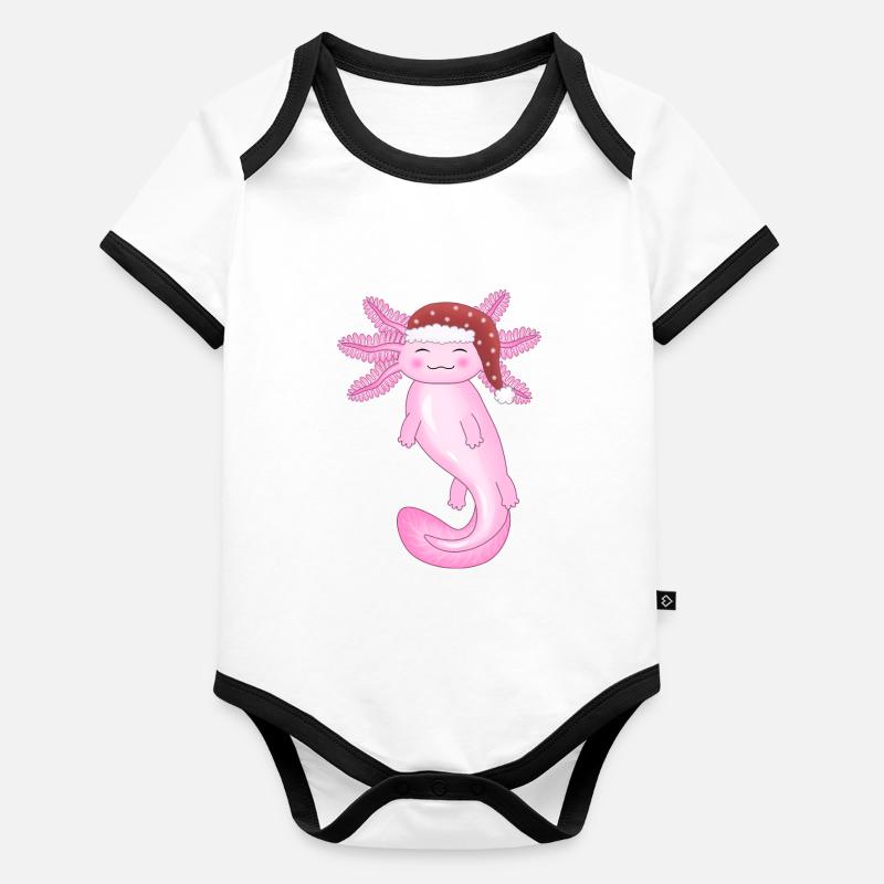 Mignon axolotl de Noël Body Bébé bio contrasté manches courtes