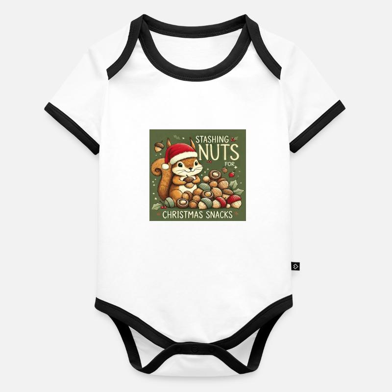 Stashing Nuts For Christmas Snacks Baby Bio-Kurzarm-Kontrastbody