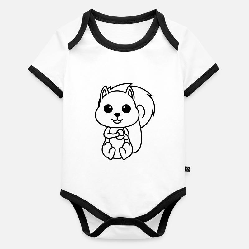 Écureuil Comic Animal Body Bébé bio contrasté manches courtes