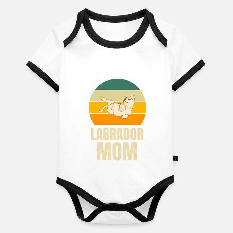 Retro Chiens Mama Labrador Body Bébé bio contrasté manches courtes