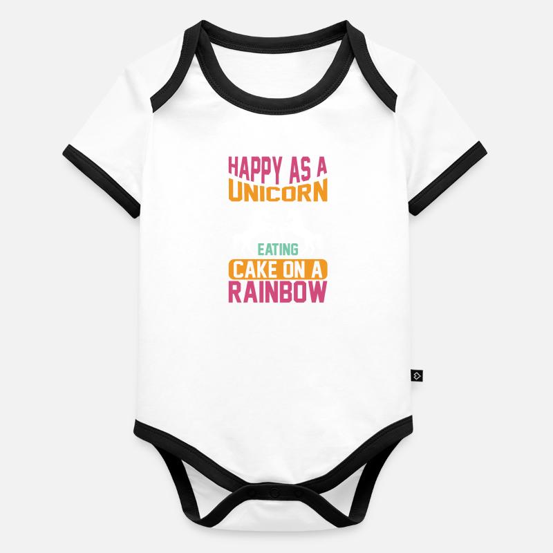 Heureux comme une licorne Licorne Body Bébé bio contrasté manches courtes