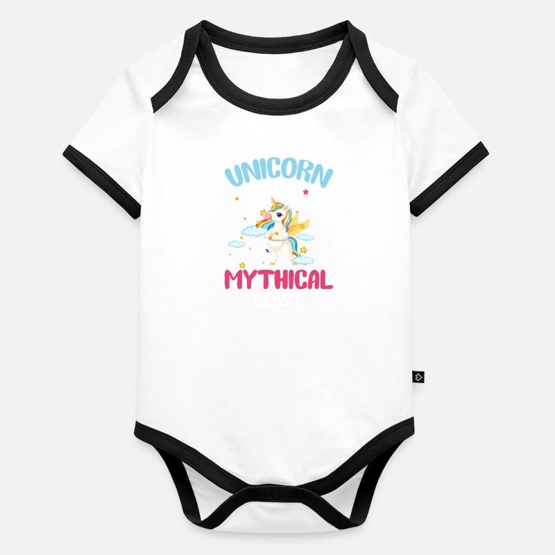 Créature mythique de licorne Body Bébé bio contrasté manches courtes