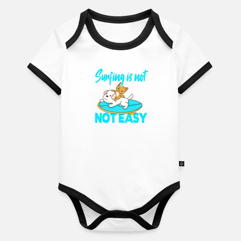 Le surf n’est pas facile Body Bébé bio contrasté manches courtes