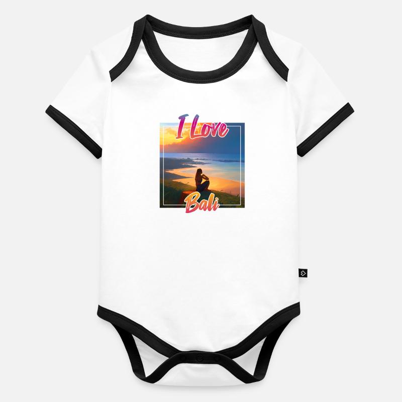 Bali sunset with declaration of love Organic Baby Contrasting Bodysuit