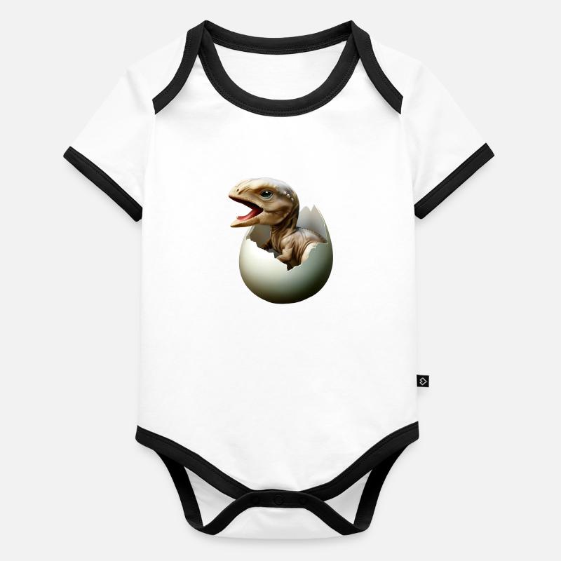 Baby dinosaur hatches from egg Organic Baby Contrasting Bodysuit