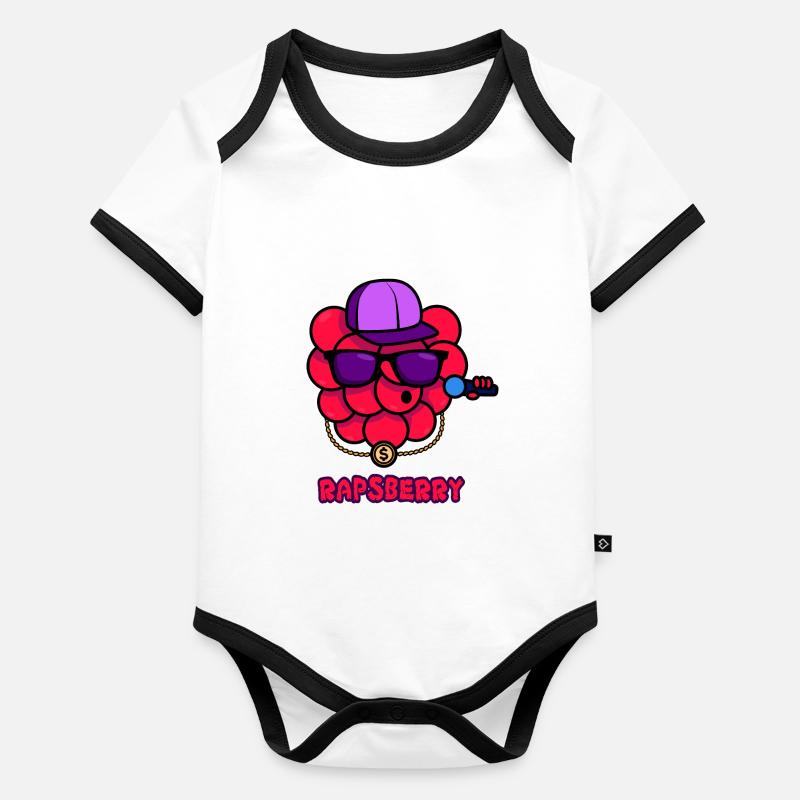 Rap Framboise Body Bébé bio contrasté manches courtes