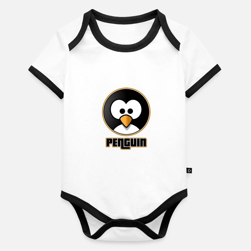 Penguin en ice - Pingouin dans la glace Body Bébé bio contrasté manches courtes
